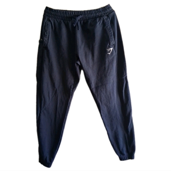 Gymshark Navy Blue Heqvyweight Cottpn Joggers Pants Embroidered Logo M - Picture 1 of 6